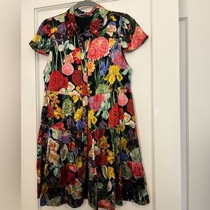 alice + olivia Black Floral Dress with Multicolor Blooms